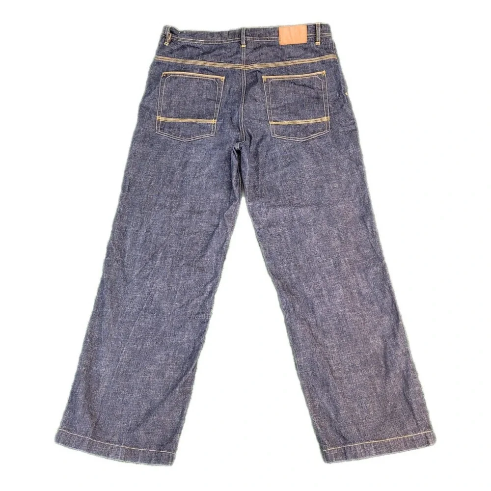 Ecko Unltd. Mens Classic Straight Jeans Blue 5 Pocket Baggy Fit Stitching 40x32 - Picture 1 of 10